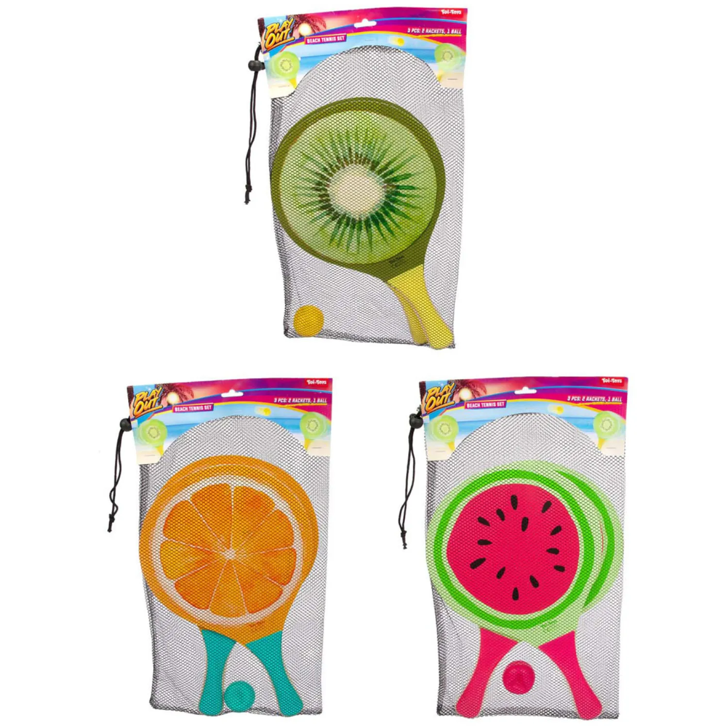 Toi-Toys Strand Tennisset Fruit, 3dlg. Hot