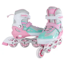 Inline Skeelers Roze/Groen Verstelbaar, Maat 29-32-Street Rider Clearance