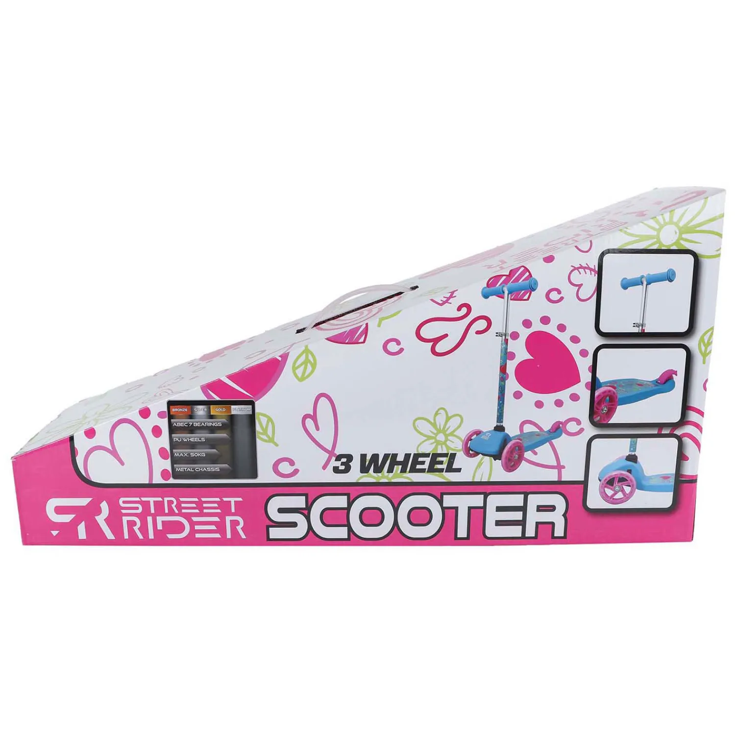 3-Wiel Step met Verstelbaar Stuur Abec 7 Roze>Street Rider Clearance