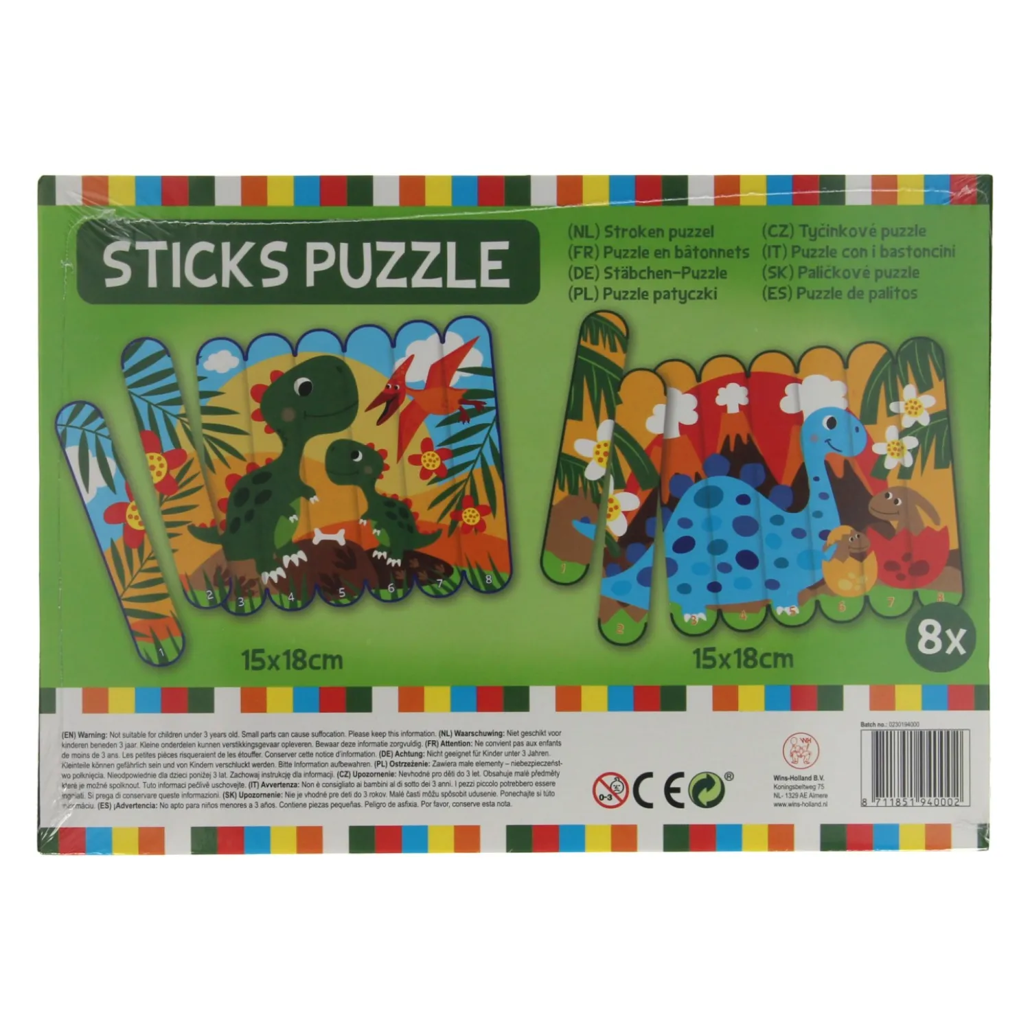 Wins Holland Strokenpuzzel Dino - 8st.