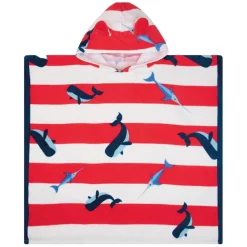 Strandponcho Walvissenprint Rood/Wit>Swim Essentials