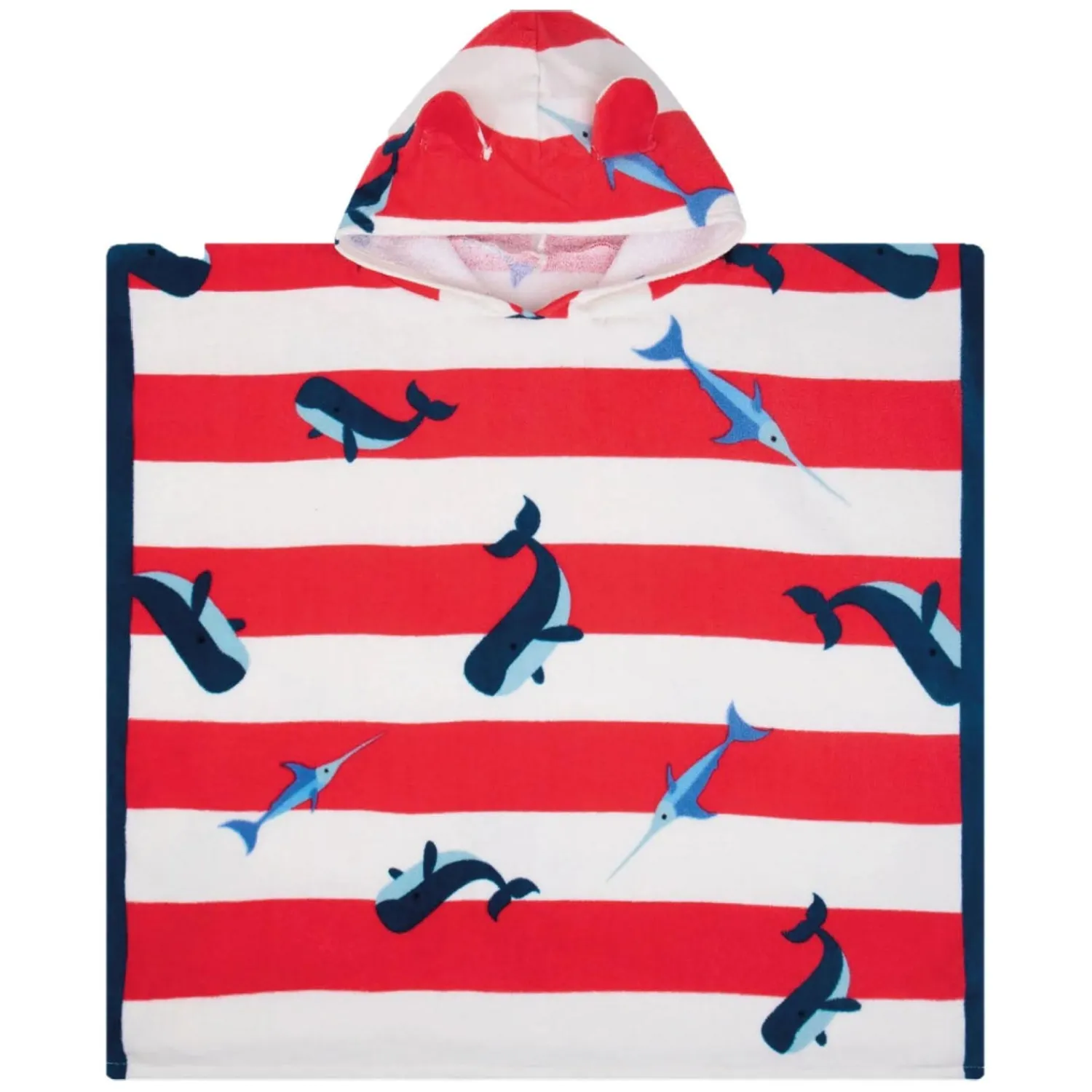Strandponcho Walvissenprint Rood/Wit>Swim Essentials