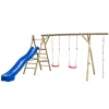 Houten Schommel met Glijbaan/Klimtouw Noortje - Blauw-SwingKing