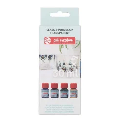 Art Creation Glas & Porselein Transp. 4x30ml Blauw-Talens Clearance