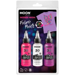 Textielverf Neon 3x30ml - Wit, Roze, Paars-Haza Witbaard