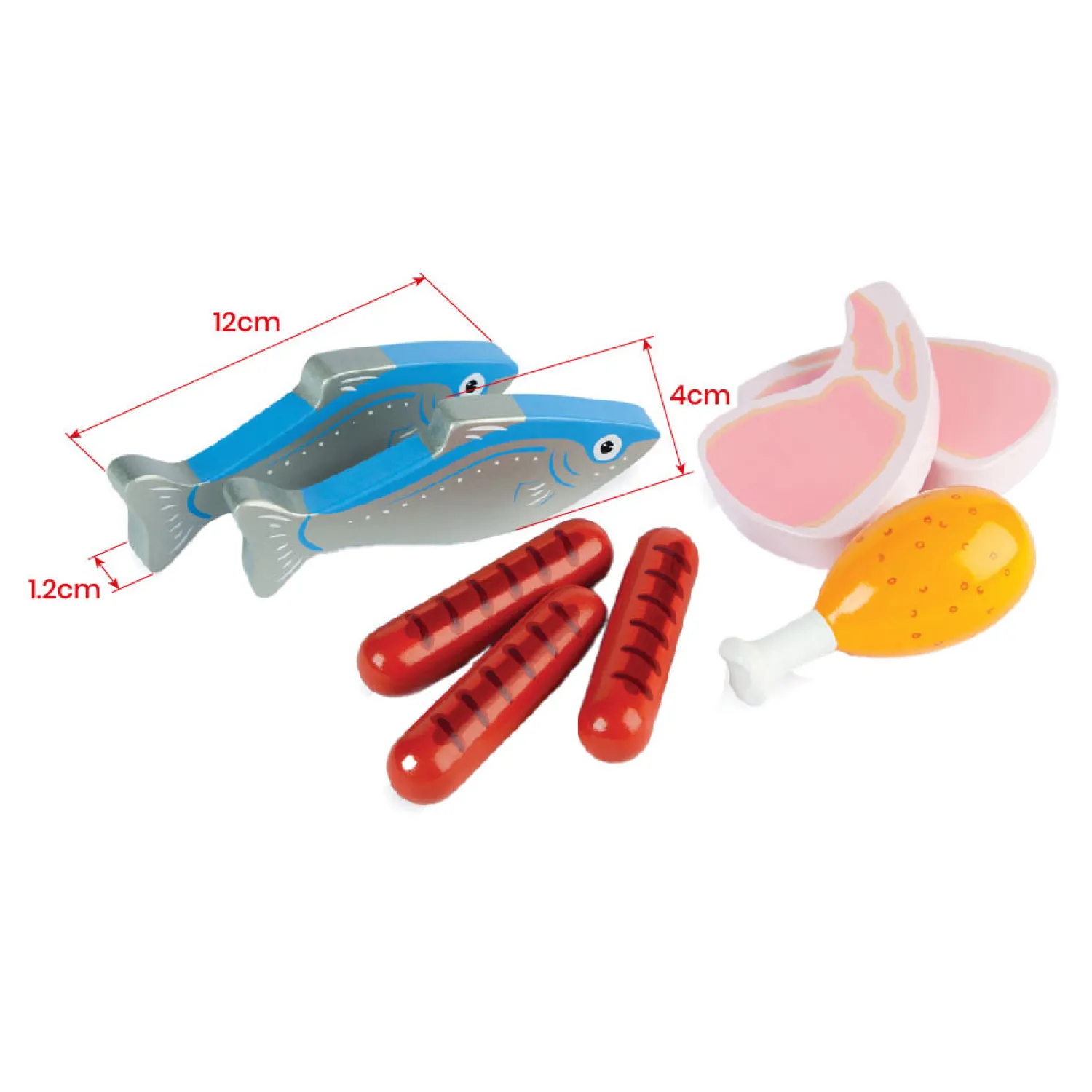 Houten Speeleten Vlees en Vis in Kist, 8dlg.>Tidlo Hot