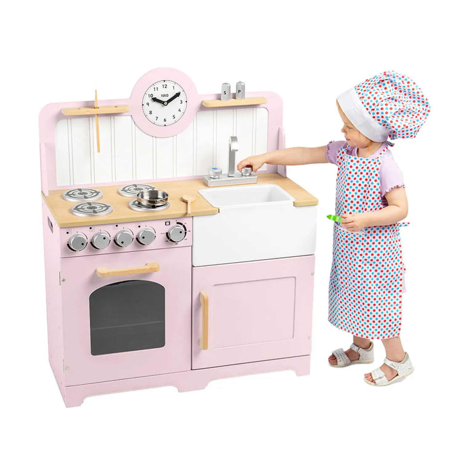 Tidlo Houten Speelkeuken Landelijk Roze, 7dlg. Hot