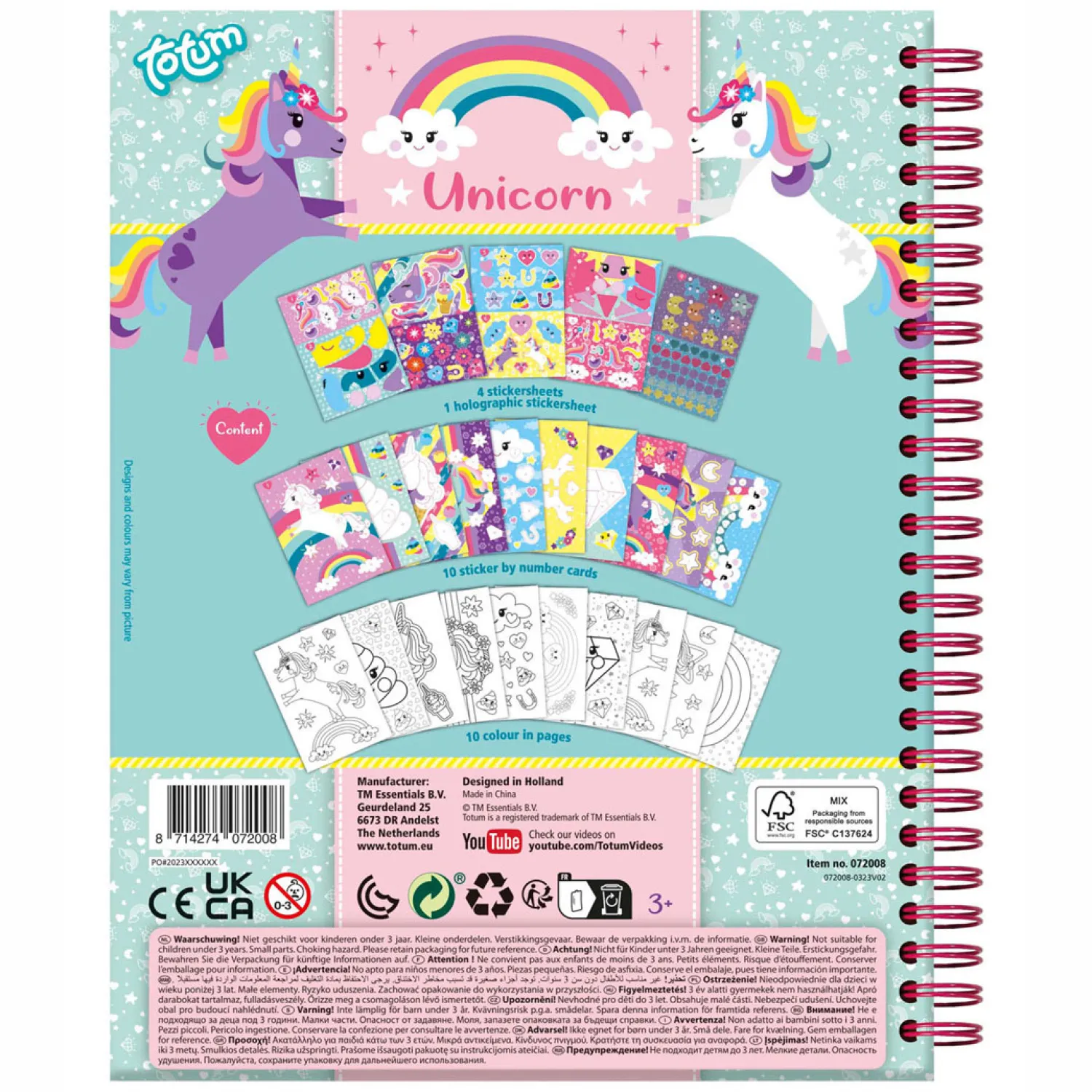 Stickerboek Stickeren op nummer Eenhoorn>Totum Outlet