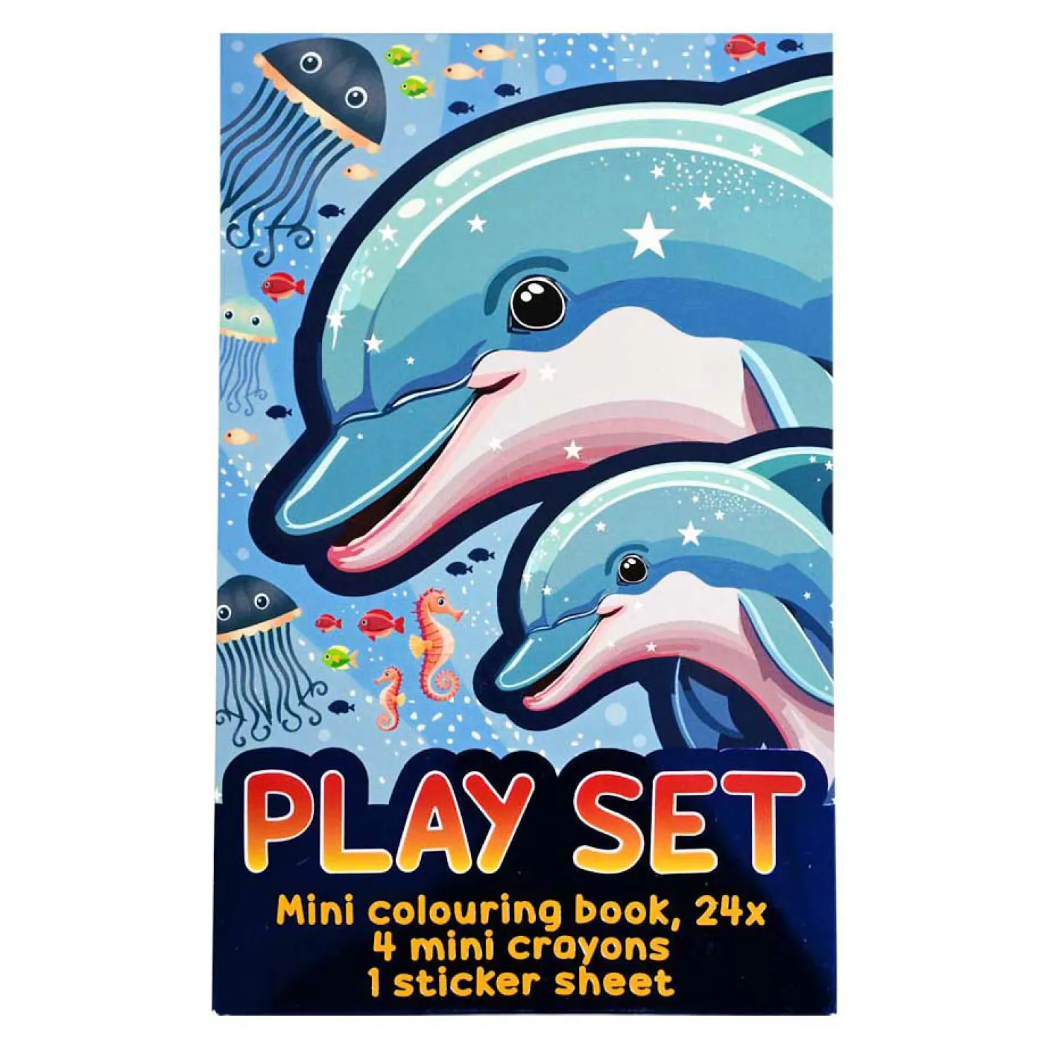 Traktatiesetje - Kleurboekje, Waskrijtjes en Stickervel - Onderwaterwereld-Wins Holland New