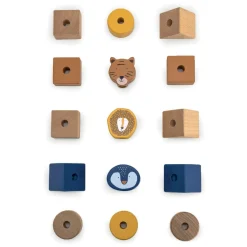 Houten Stapelblokken Wilde Dieren, 16dlg.><noscript><img width=