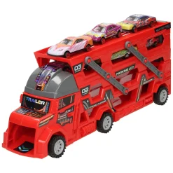 Uitklapbare Autotransporter met Afschietfunctie - Rood> Discount