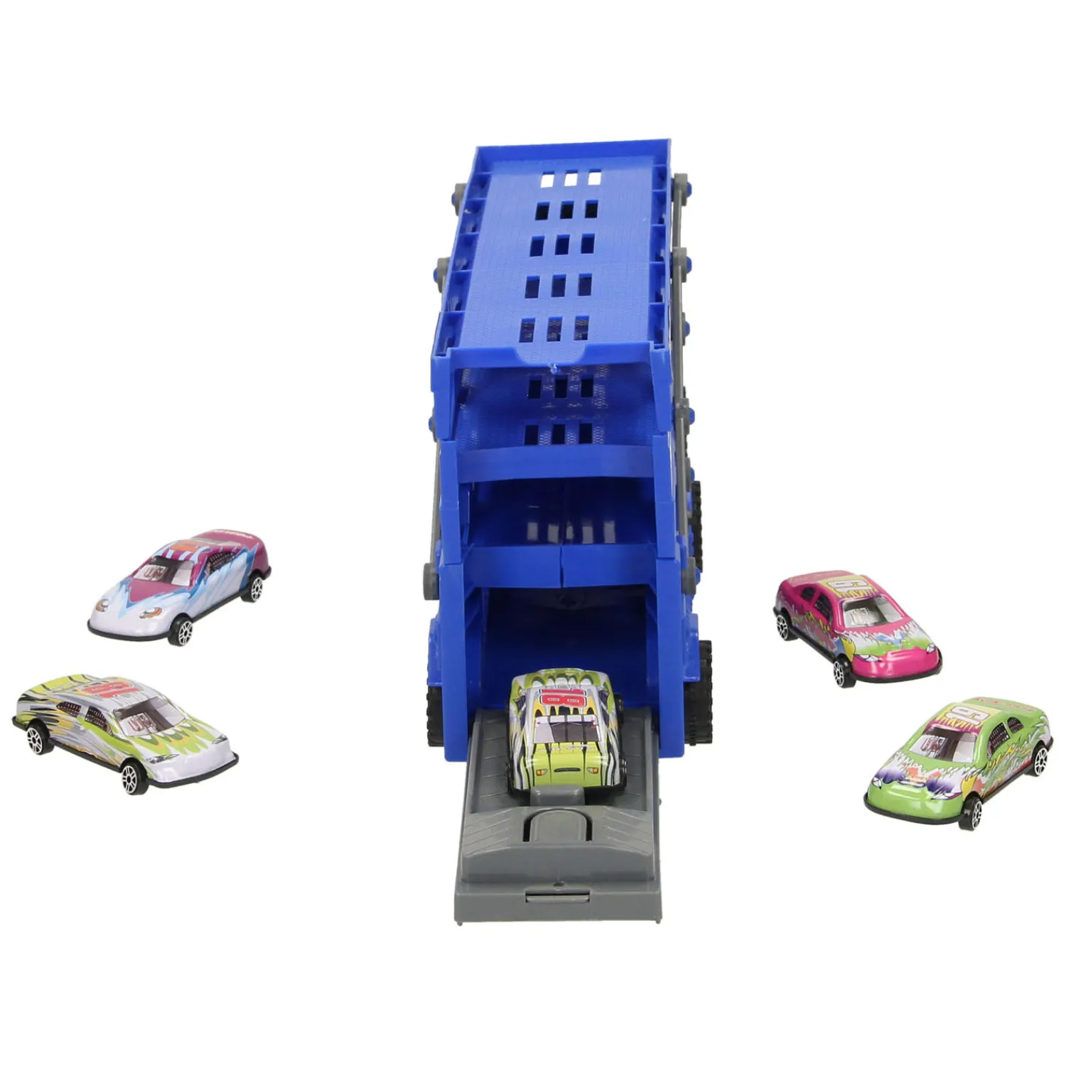 Uitklapbare Autotransporter met Afschietfunctie - Blauw> Sale