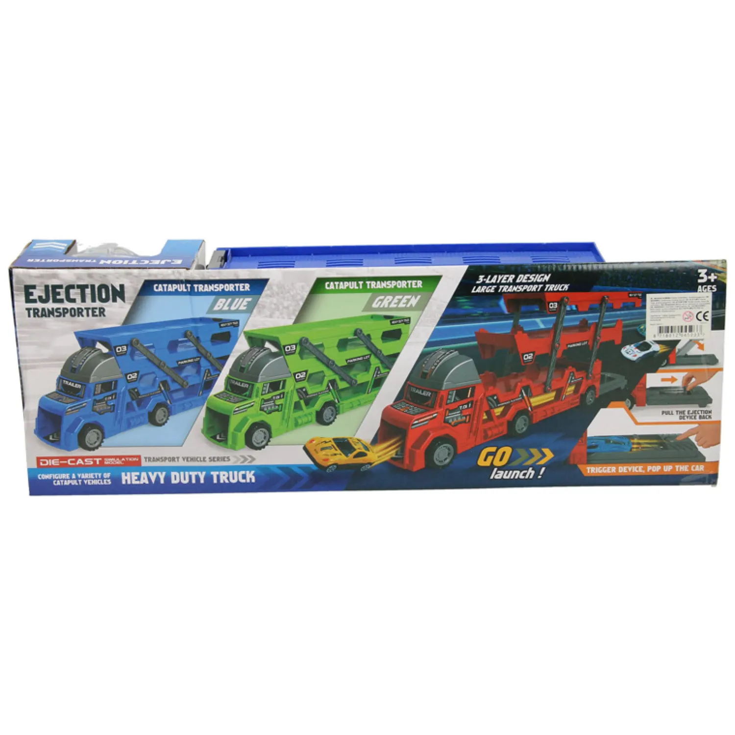 Uitklapbare Autotransporter met Afschietfunctie - Blauw> Sale