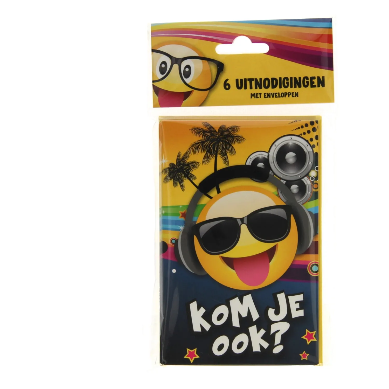 Uitnodigingen Emoji Tropical DJ, 6st. Hot