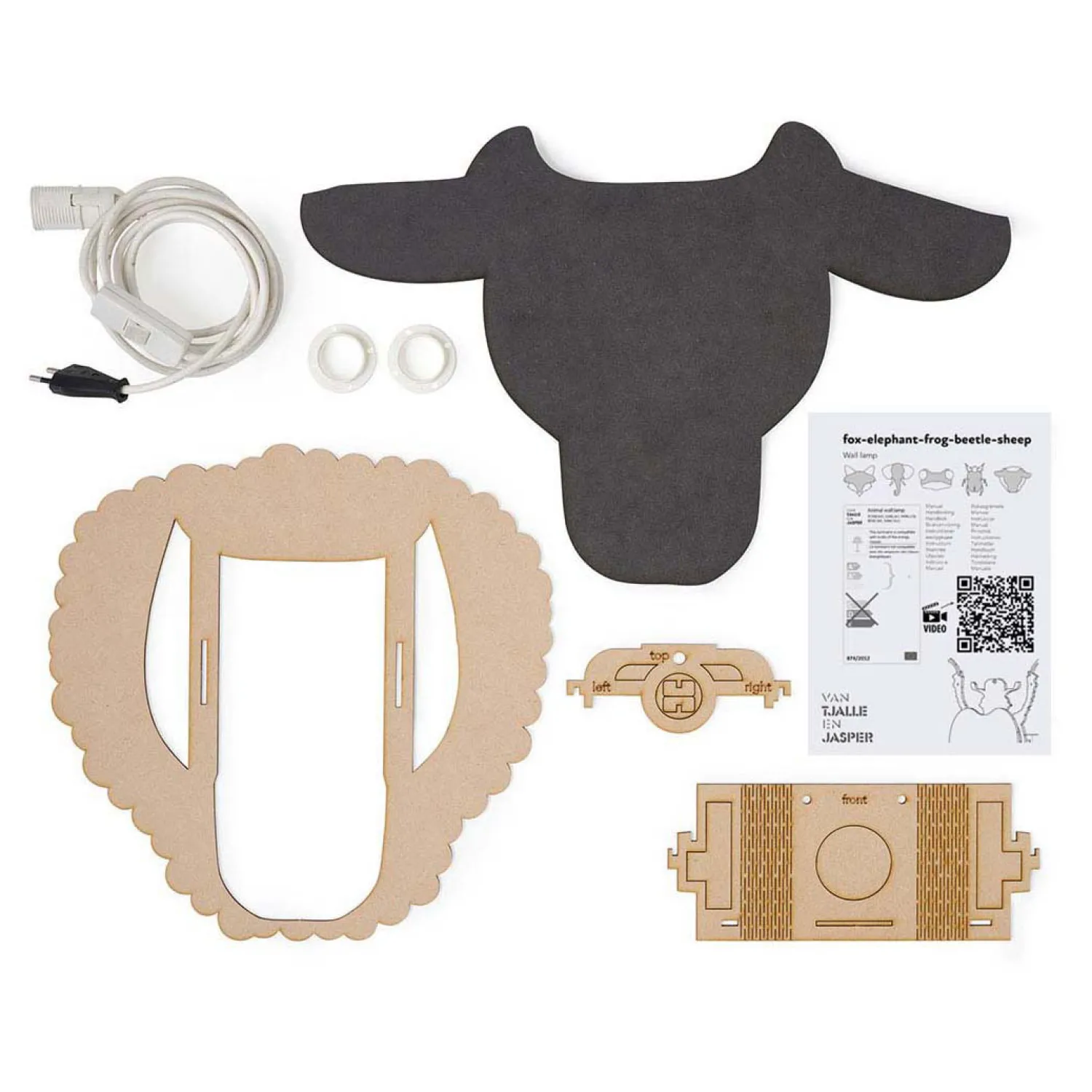 Van Tjalle en Jasper - Schaap Wandlamp - Hout Outlet