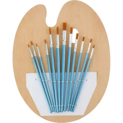 Verf Penselen met Houten Schilderspalet, 13dlg.>