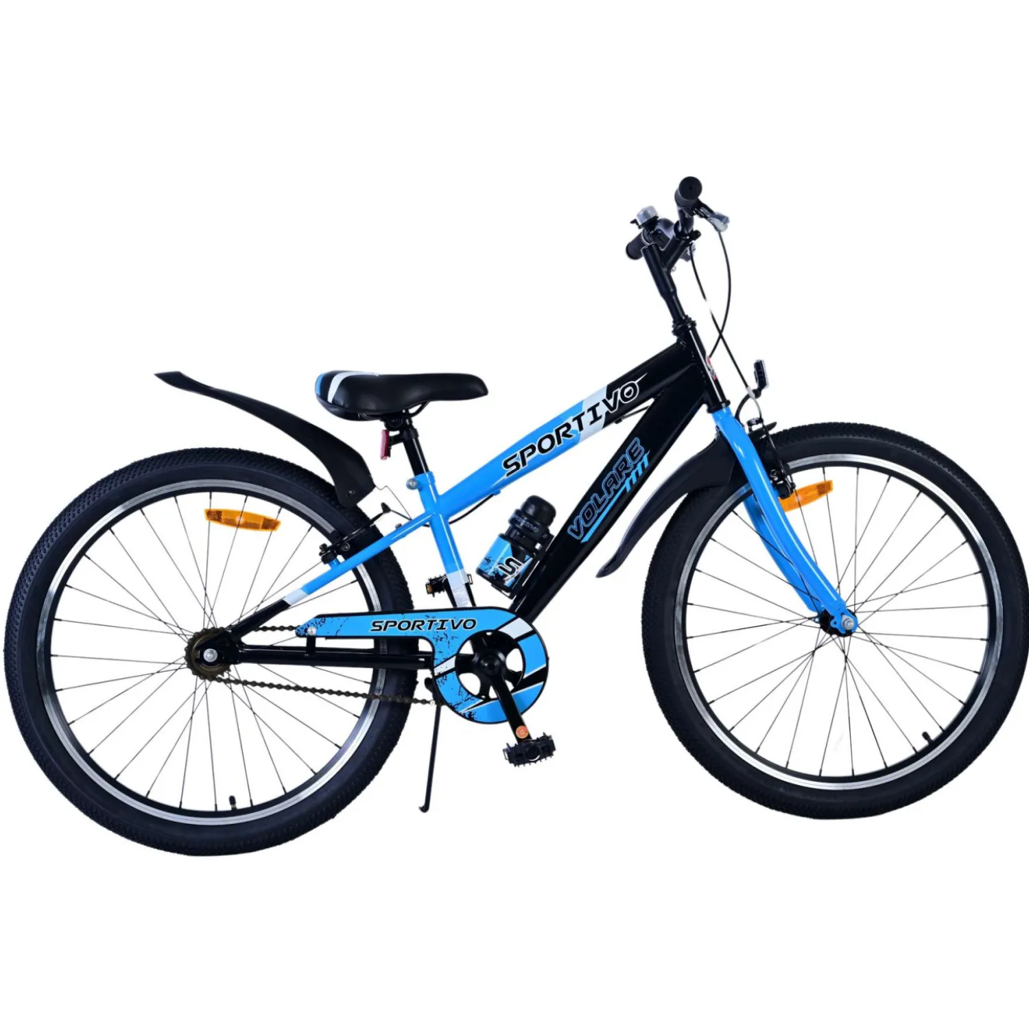 Volare Sportivo Fiets - 24" - Zwart Blauw - Twee Handremmen