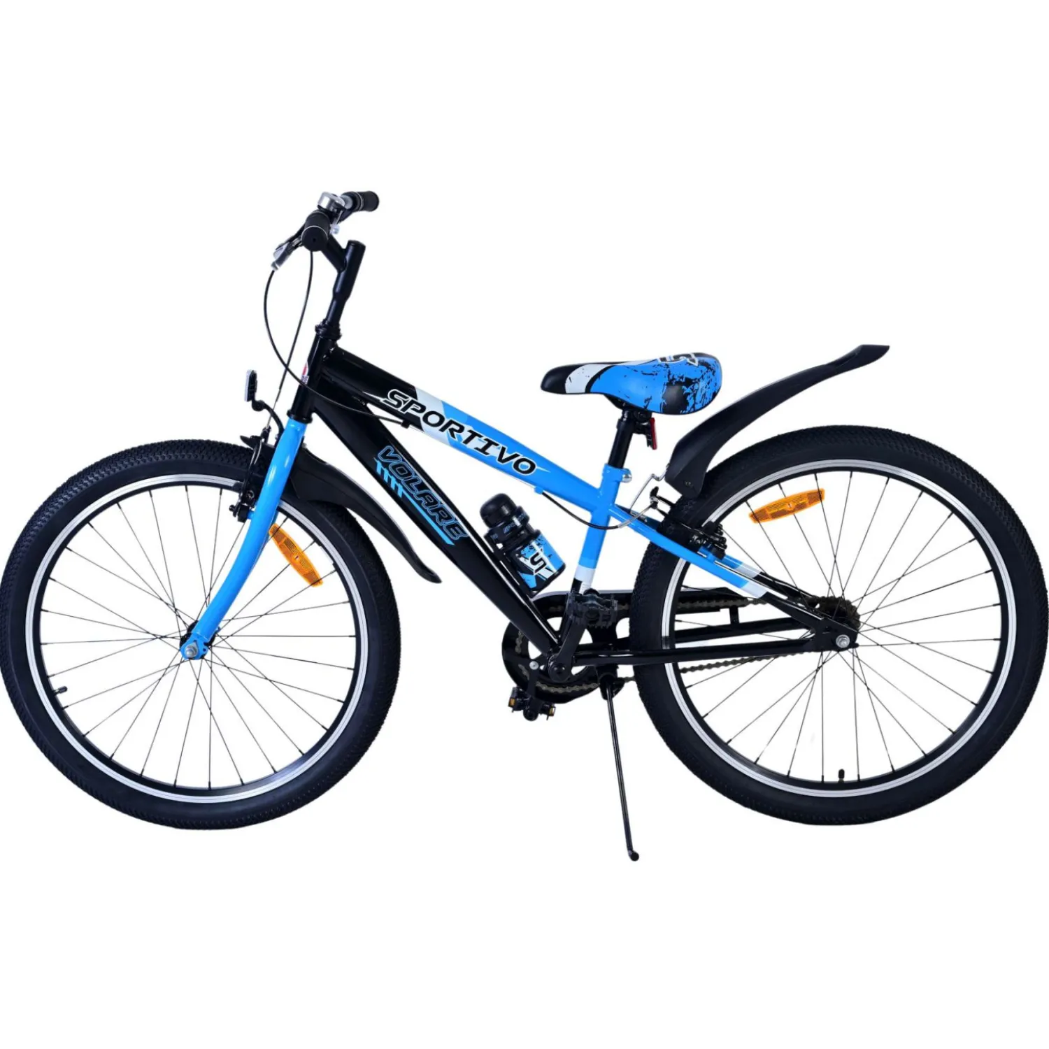 Volare Sportivo Fiets - 24" - Zwart Blauw - Twee Handremmen