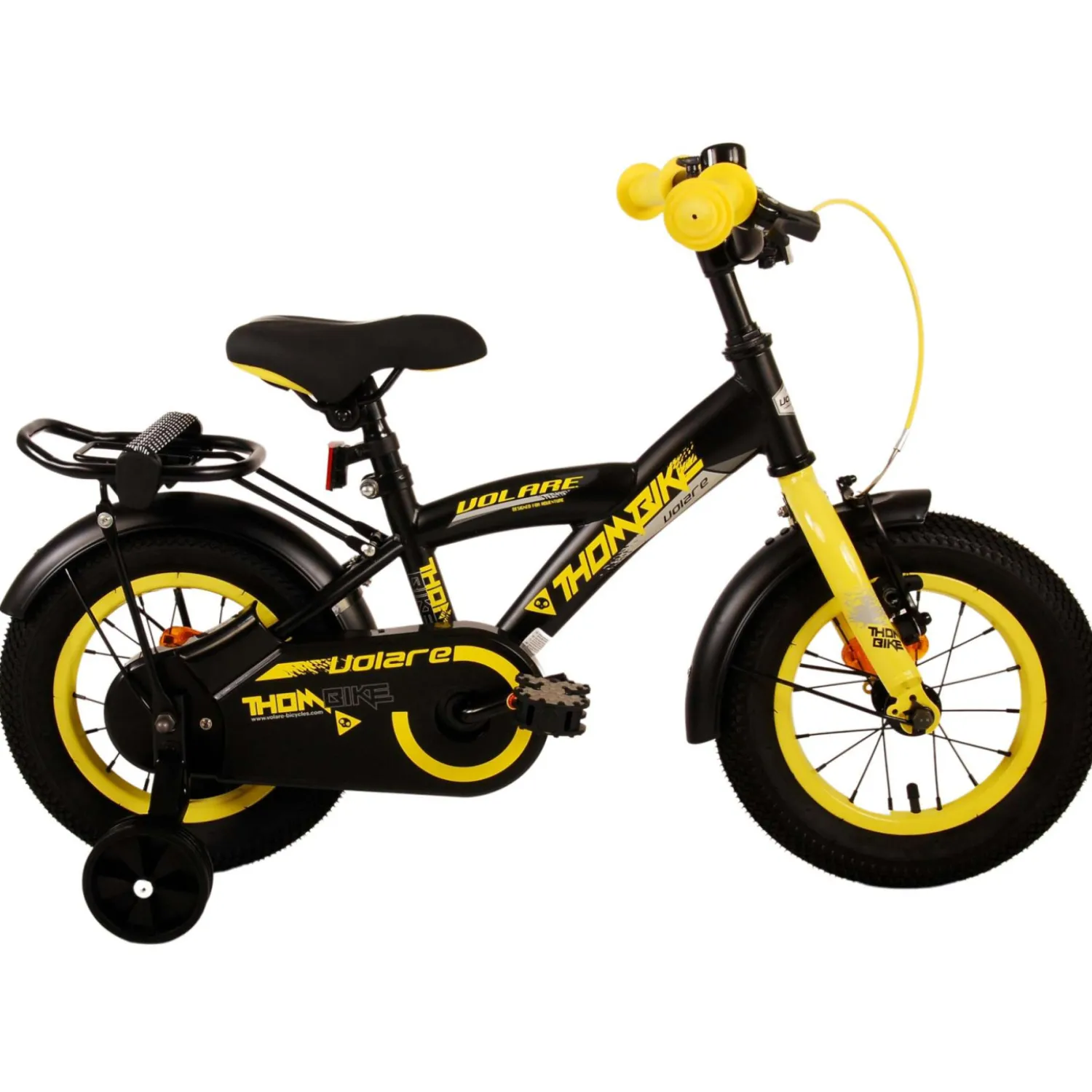 Volare Thombike Fiets - 12 inch - Zwart Geel- Outlet