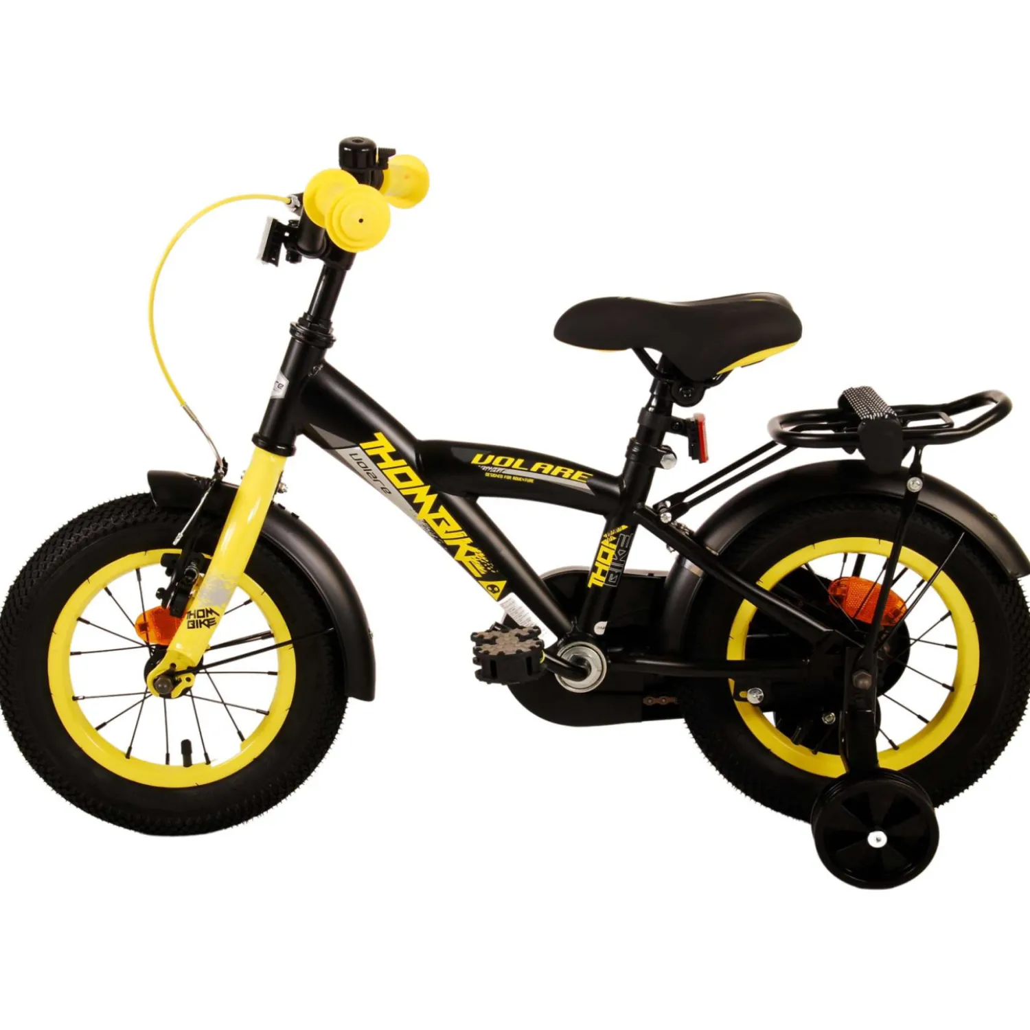 Volare Thombike Fiets - 12 inch - Zwart Geel- Outlet