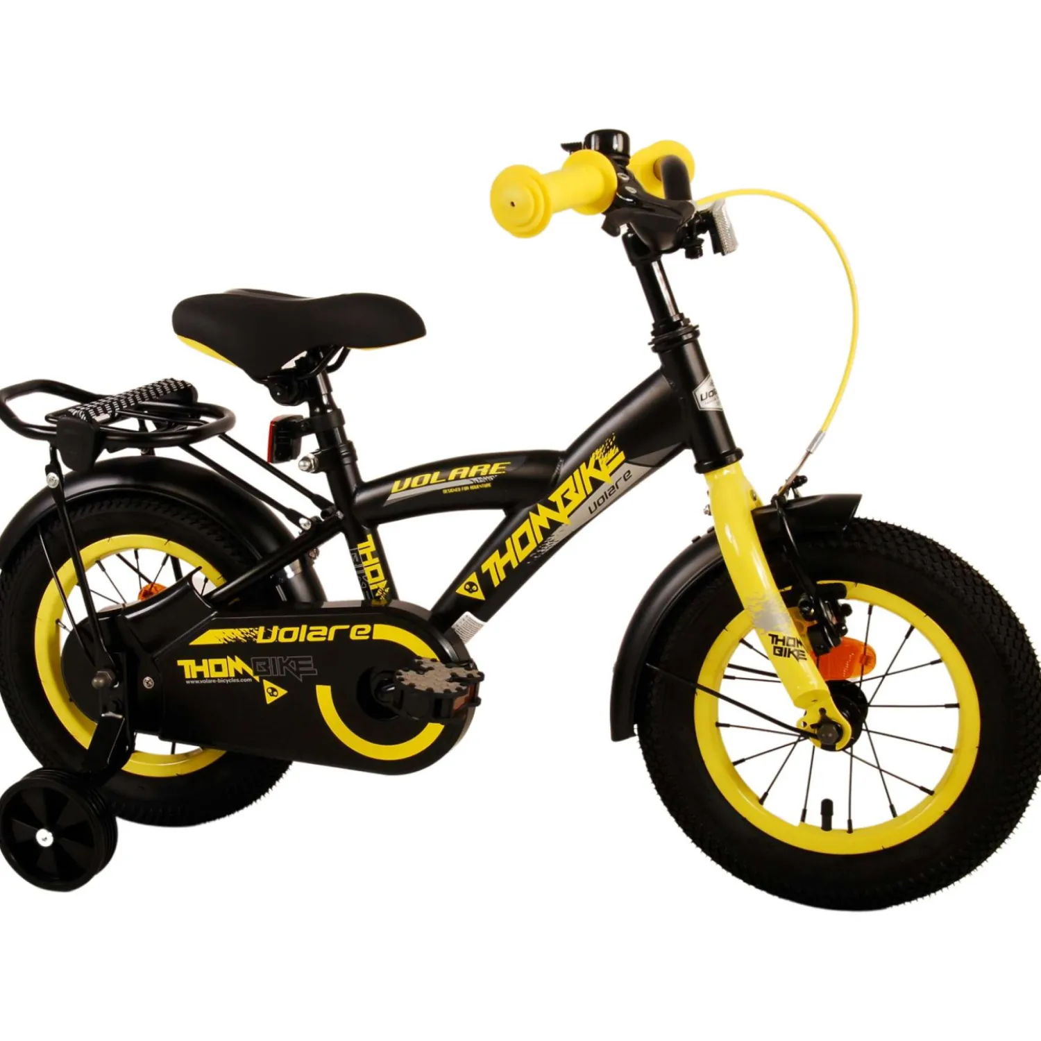 Volare Thombike Fiets - 12 inch - Zwart Geel- Outlet