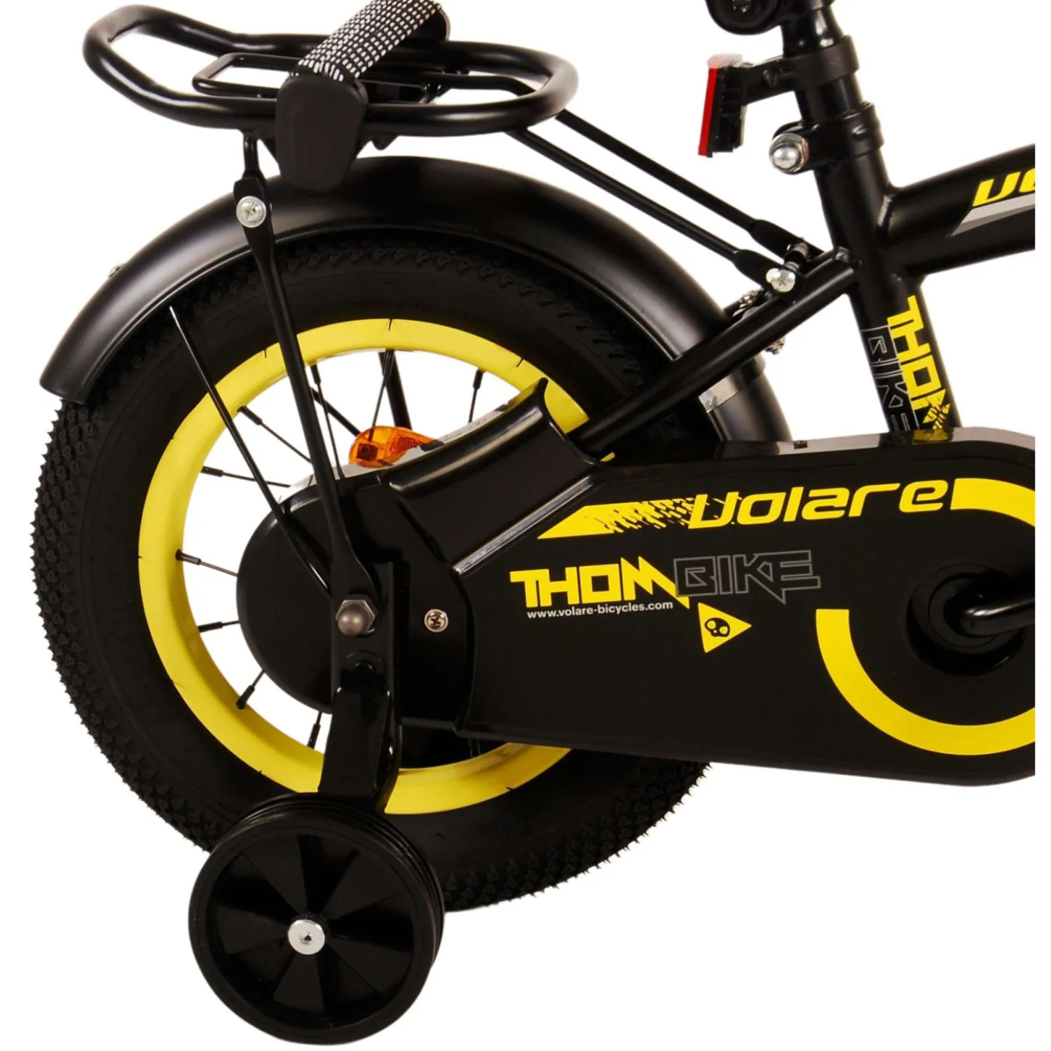 Volare Thombike Fiets - 12 inch - Zwart Geel- Outlet