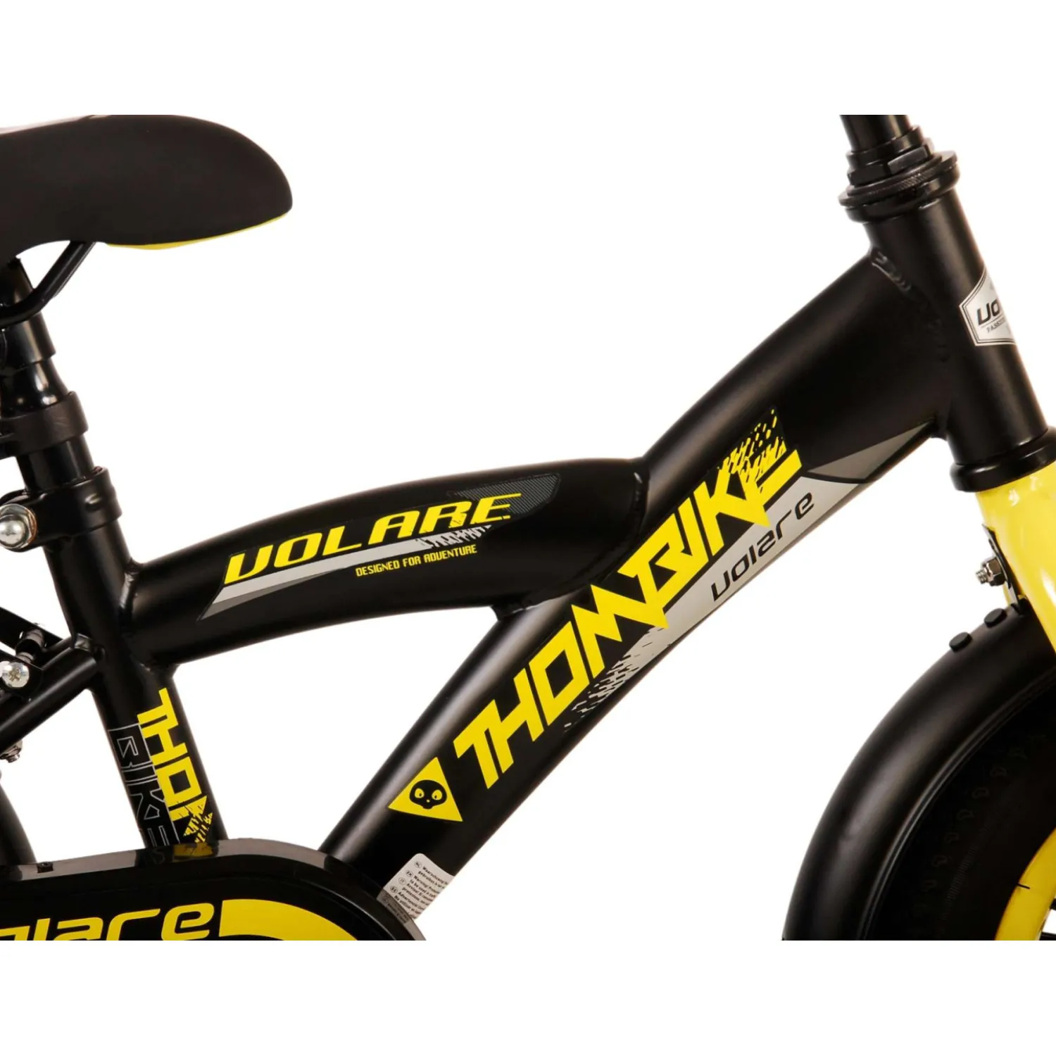 Volare Thombike Fiets - 12 inch - Zwart Geel- Outlet