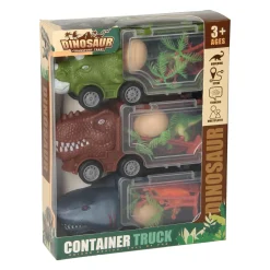 Vrachtwagenset Dino's en Haai, 3st.