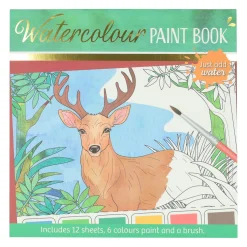 Waterverfkleurblok Volwassenen - Bosdieren - incl Penseel en 6 kleuren waterverf-Wins Holland Hot