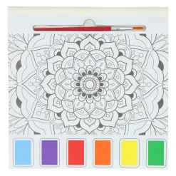 Waterverfkleurblok Volwassenen - Mandala's - incl Penseel en 6 kleuren waterverf>Wins Holland Discount