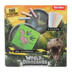 World of Dinosaurs Stoepkrijt Dino met Sjablonen, 10dlg. Clearance