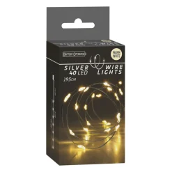 Zilverdraad 40Led Warm White, 195cm- Sale