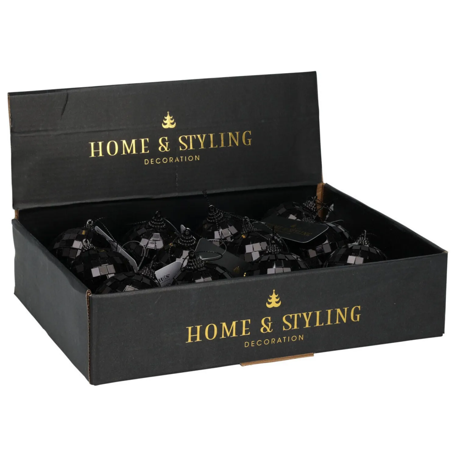 Zwarte Kerstbal Spiegelbol, 12st.> Online